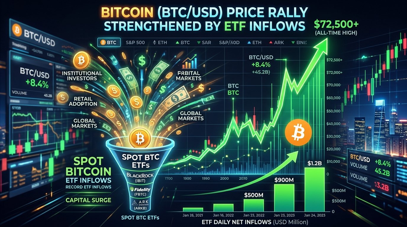 Bitcoin BTC/USD Price Rally Strengthened by ETF Inflows